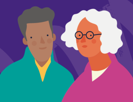 Graphics of two elder people